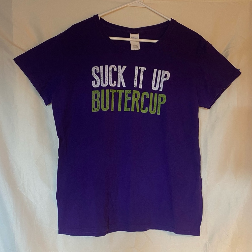 XL Womens “Suck it up Buttercup” Gildan Purple Short Sleeved Tee Shirt
